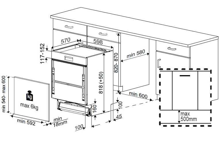 Lave vaisselle integrable 60 cm BEKO - PDSN25311X Lave vaisselle integrable 60 cm BEKO - PDSN25311X