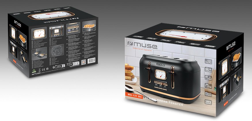 Grille pain MUSE 4 fentes 1800W - MS-131BC