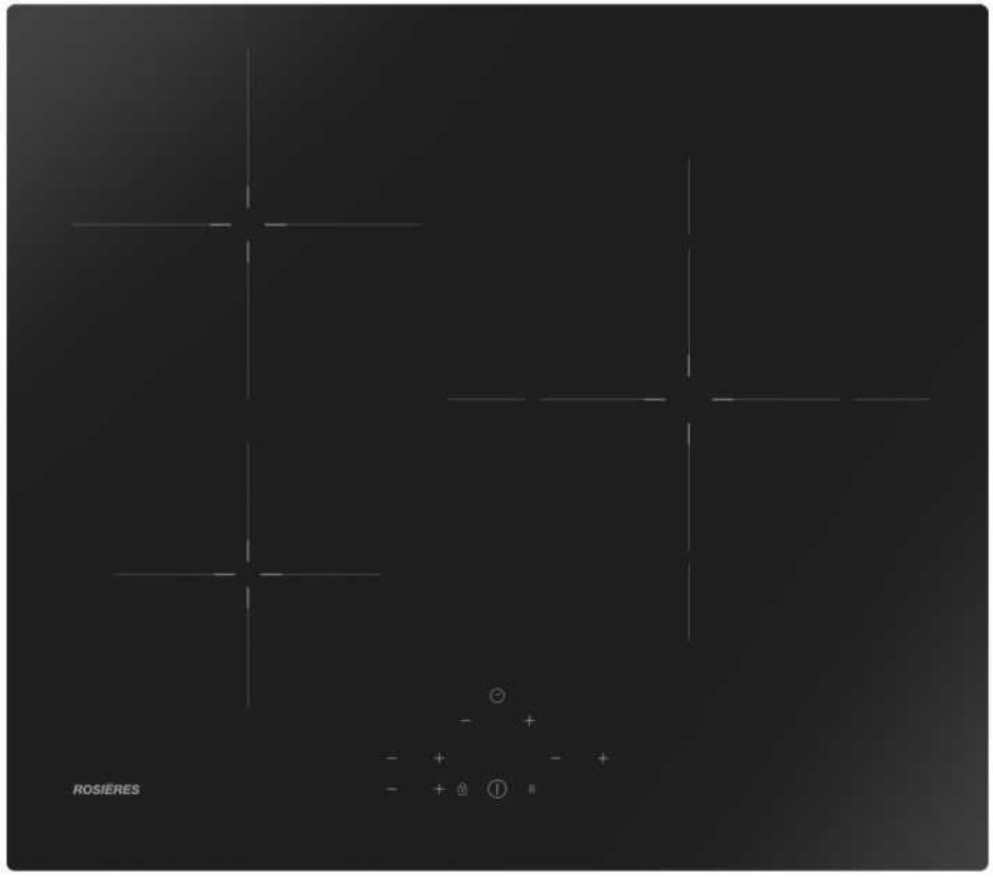 Plaque induction ROSIERES 3 foyers, 7200W, 60cm, Noir  - RICD36C3D/E1