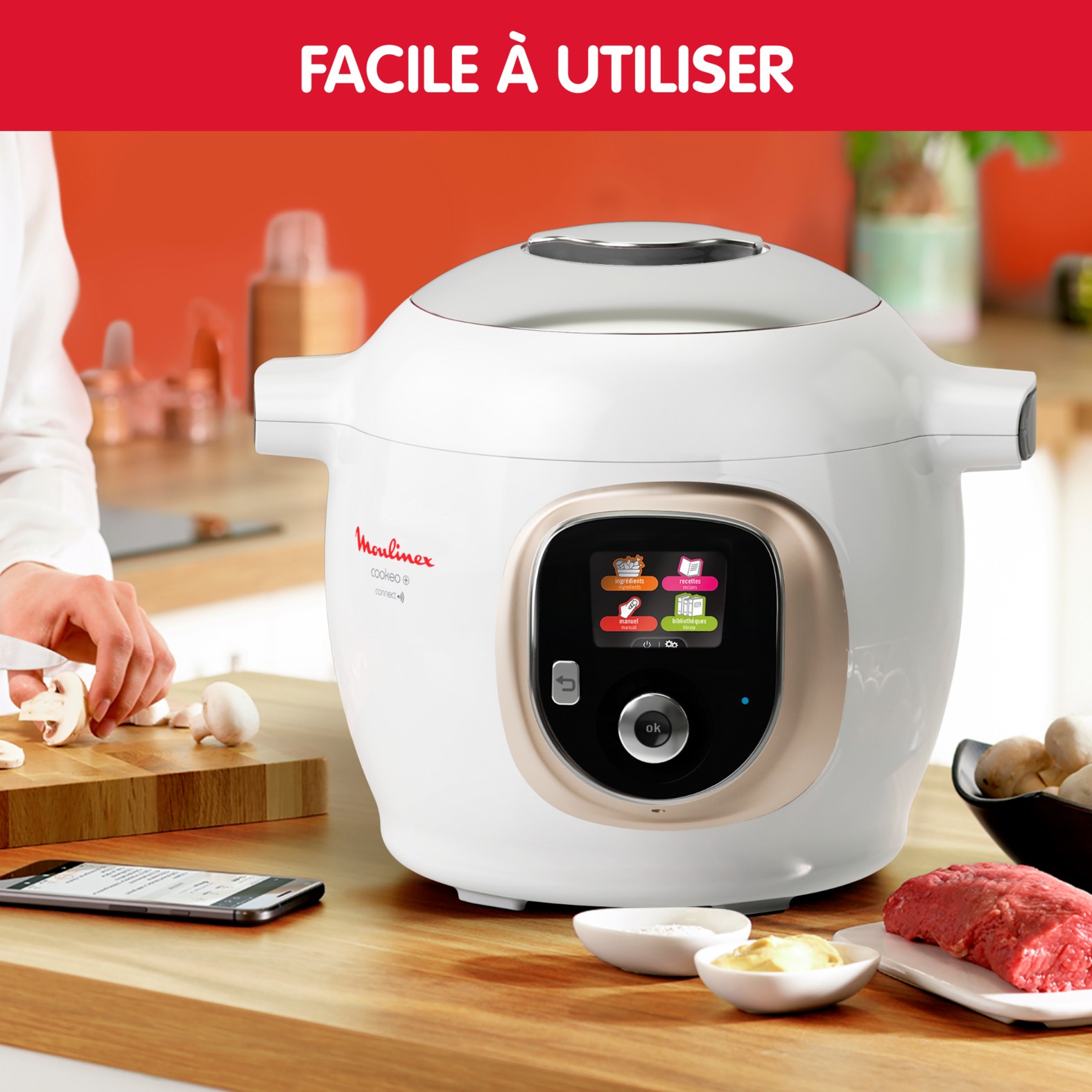 Multicuiseur MOULINEX Cookeo + Connect 6L Blanc - CE86DA10