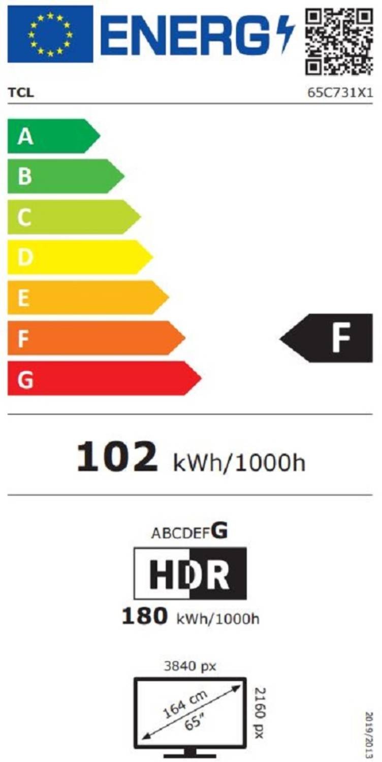 TCL TV QLED 4K 164 cm 144Hz Dolby Vision IQ 65" - 65C731
