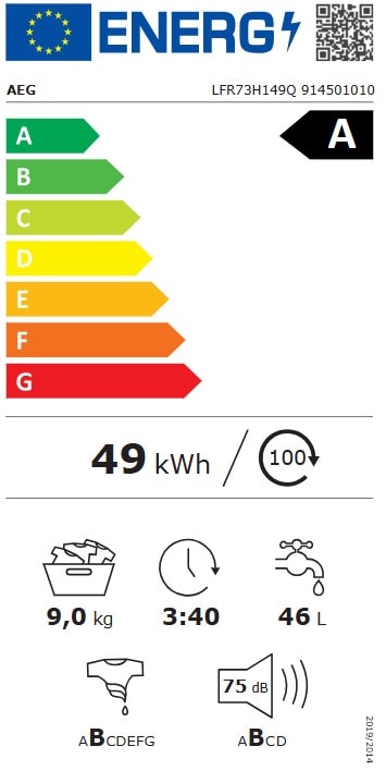 Lave linge Frontal AEG 1351 tr/min, 9Kg, Blanc - LFR73H149Q
