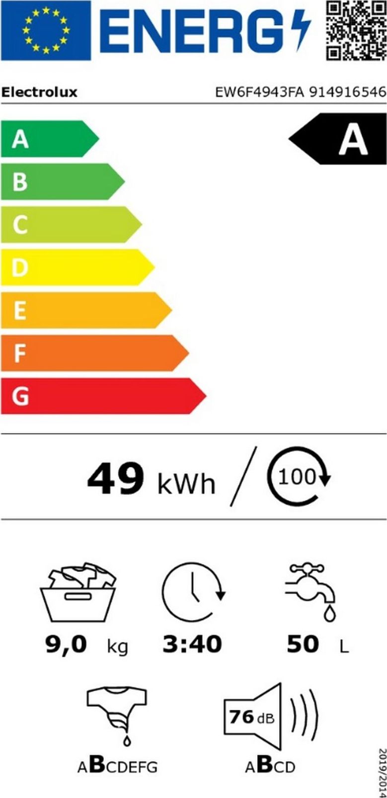 Lave linge Frontal ELECTROLUX 9kg 1400trs/min Blanc - EW6FI4943FA