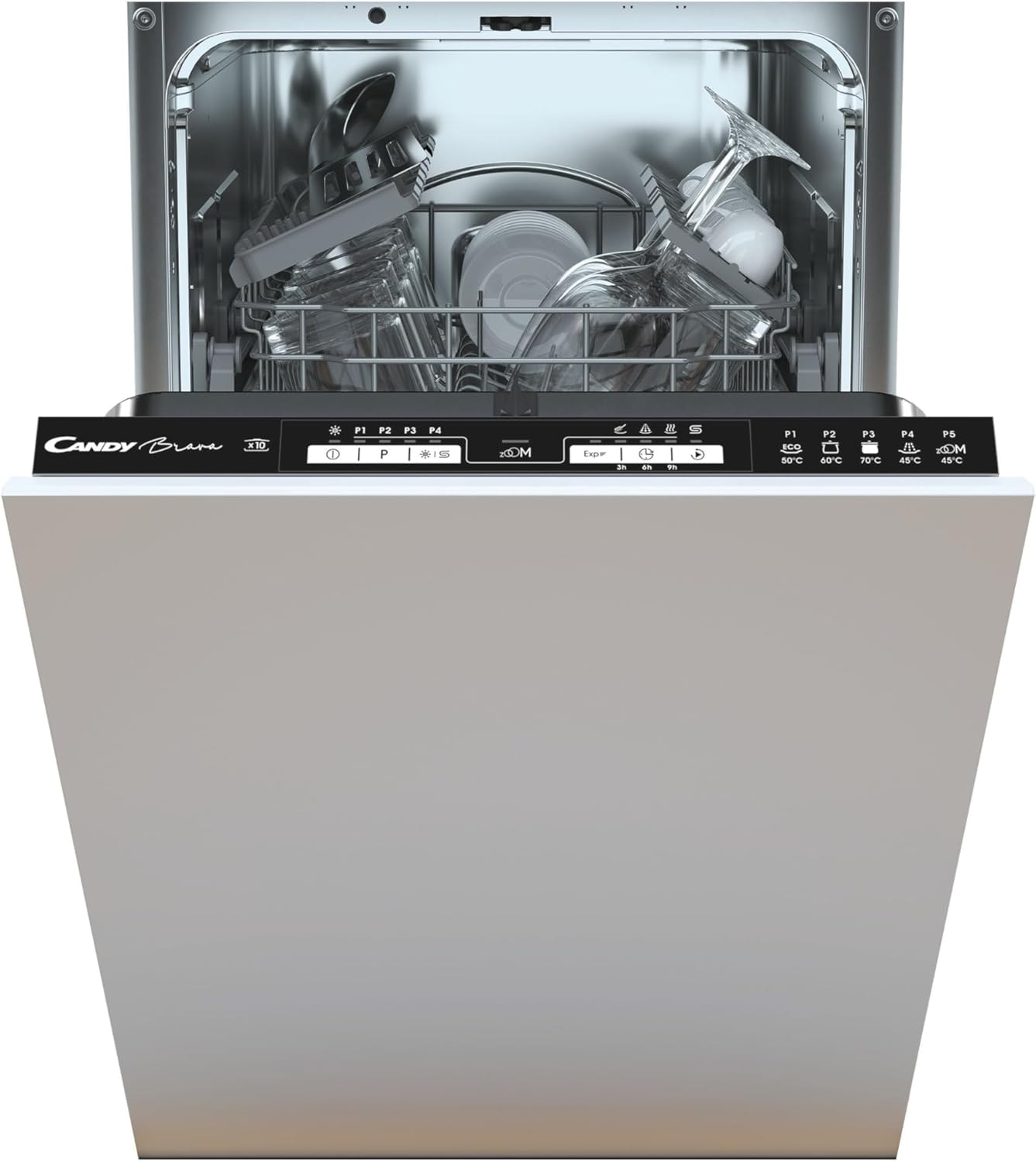 Lave vaisselle tout integrable 45 cm CANDY 10 couverts 47dB Gris CDIH2L1047
