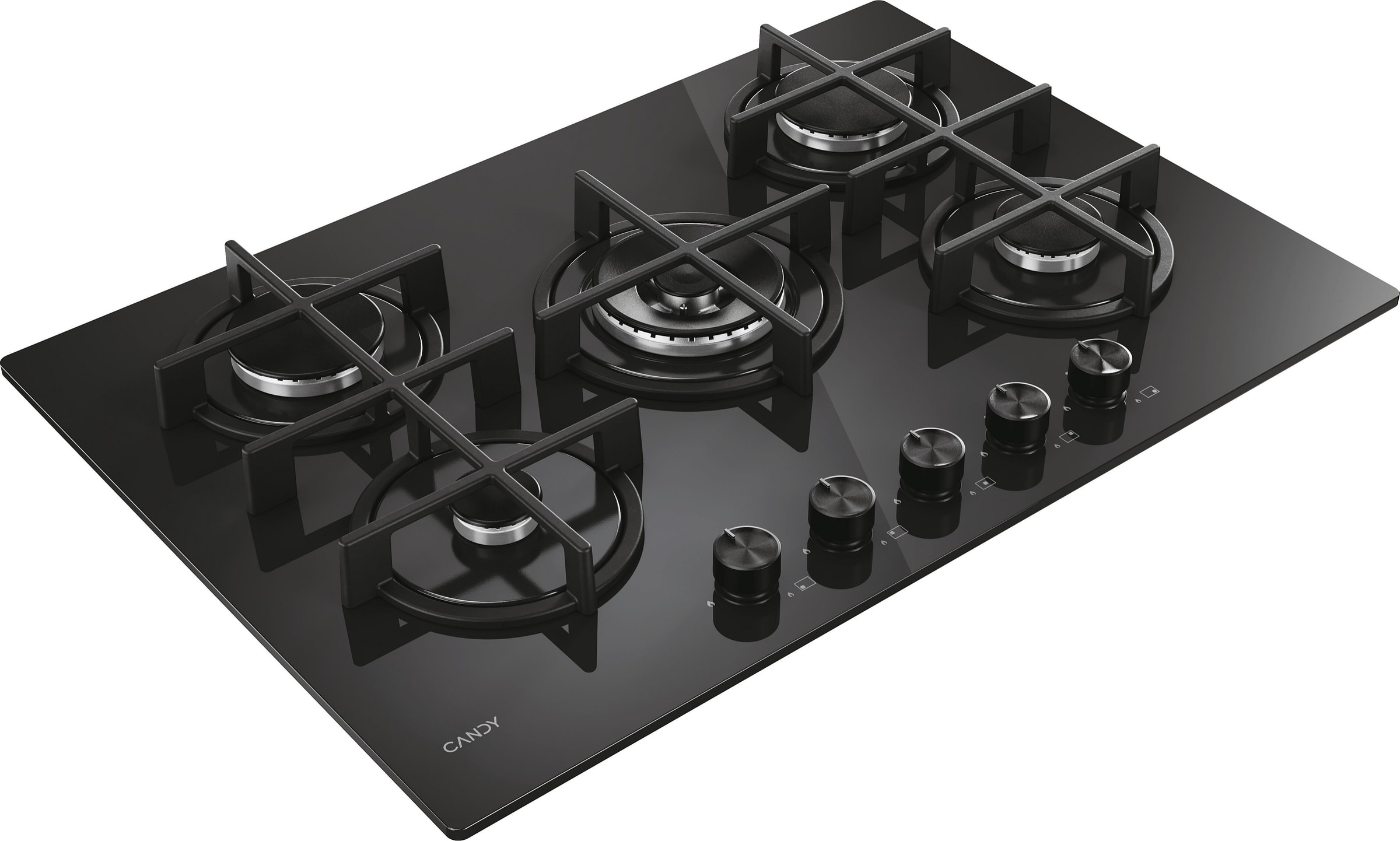 Plaque gaz CANDY 5 foyers 75 cm Noir - CVG74WTB