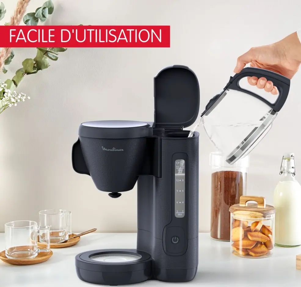 Cafetière MOULINEX 1.25L 15 tasses 1000W Noir - FG2M0810