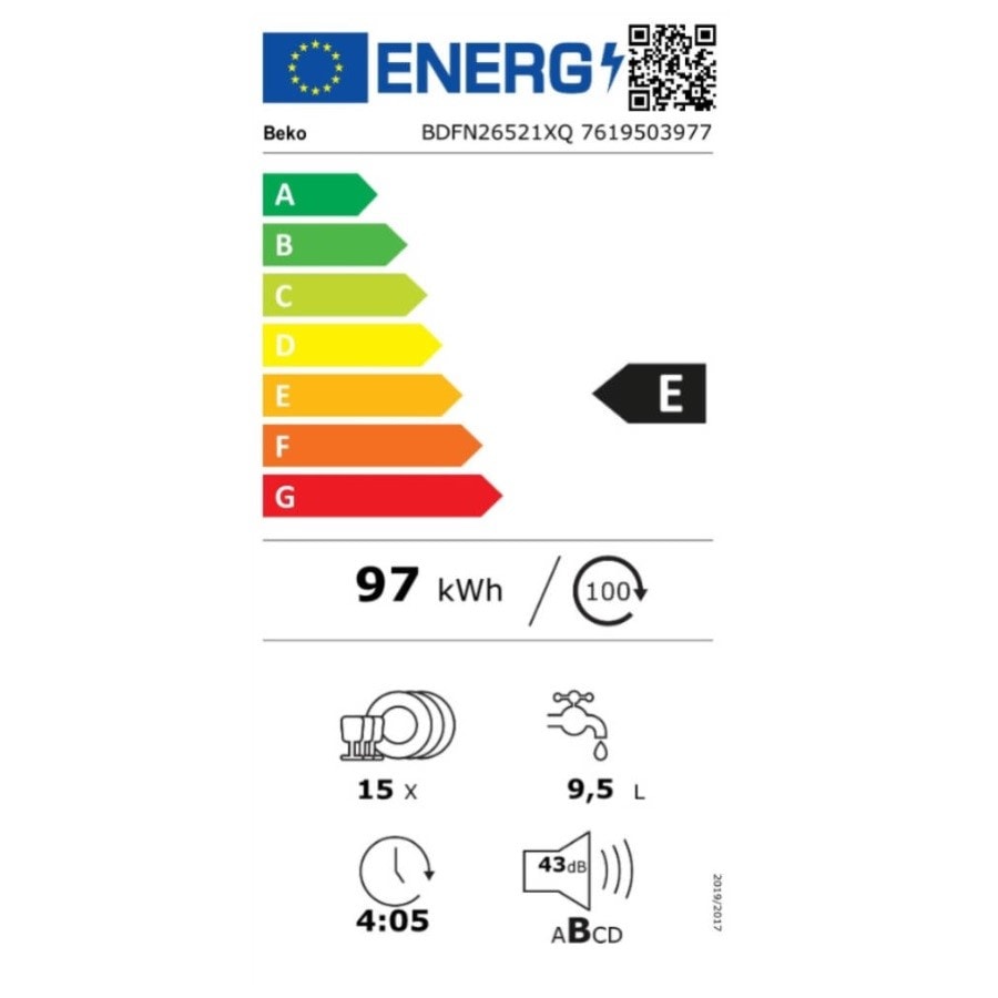 Lave vaisselle 60 cm BEKO Moteur induction 15 couverts 43dB Gris - BDFN26521XQ