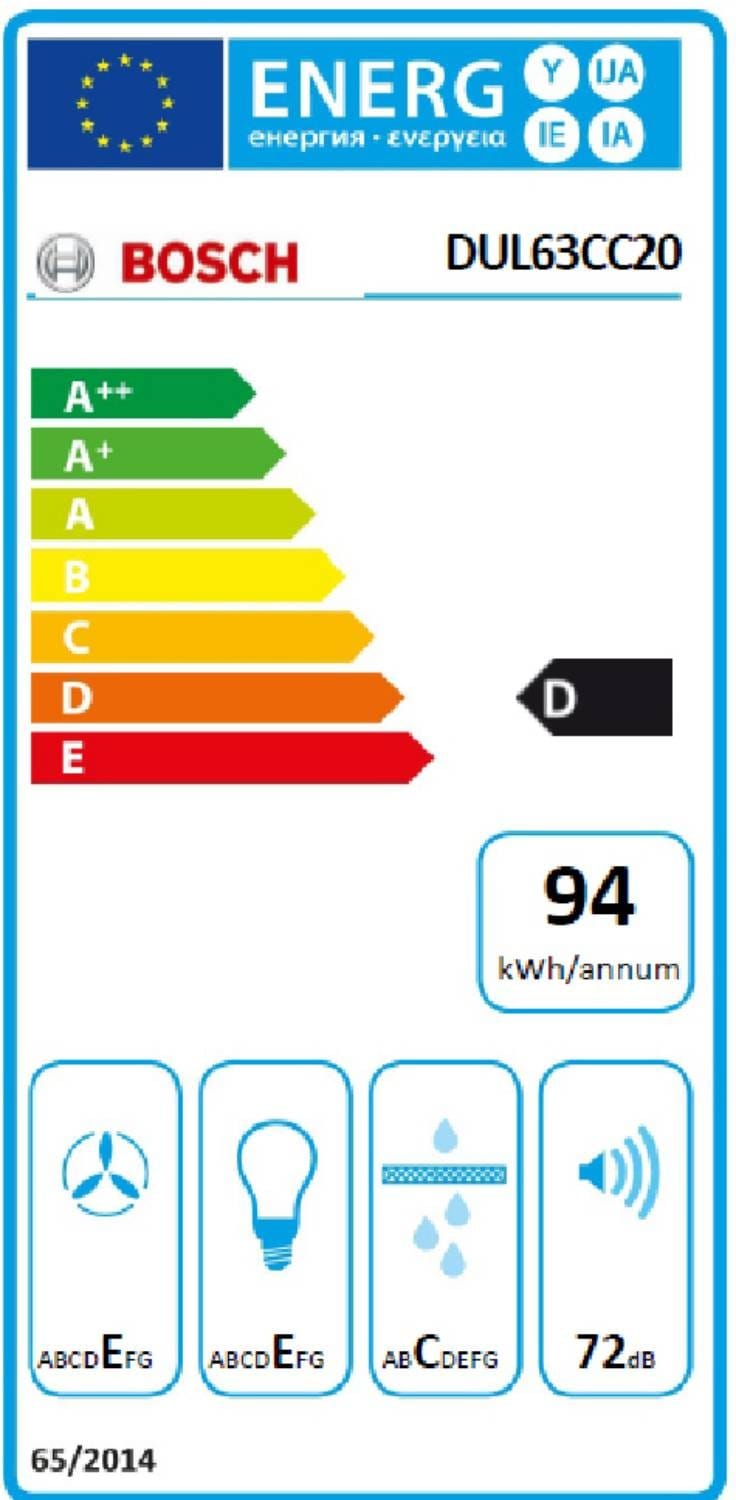 BOSCH Hotte casquette Série 4 3 vitesses 60cm 72dB Blanc - DUL63CC20