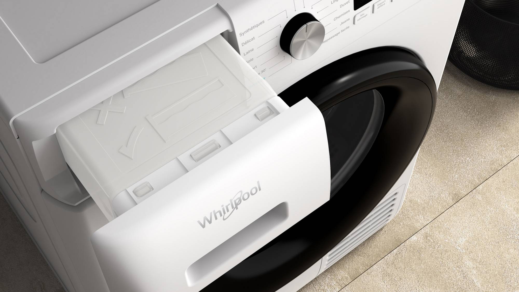 Sèche linge Condensation WHIRLPOOL , 6ème sens, Fresh Care +, 8kg, Blanc - FFTM1182BFR