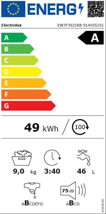 Lave linge Frontal ELECTROLUX , PerfectCare 700, 1300 trs/mn, 9kg,  Blanc - EW7F3921RB