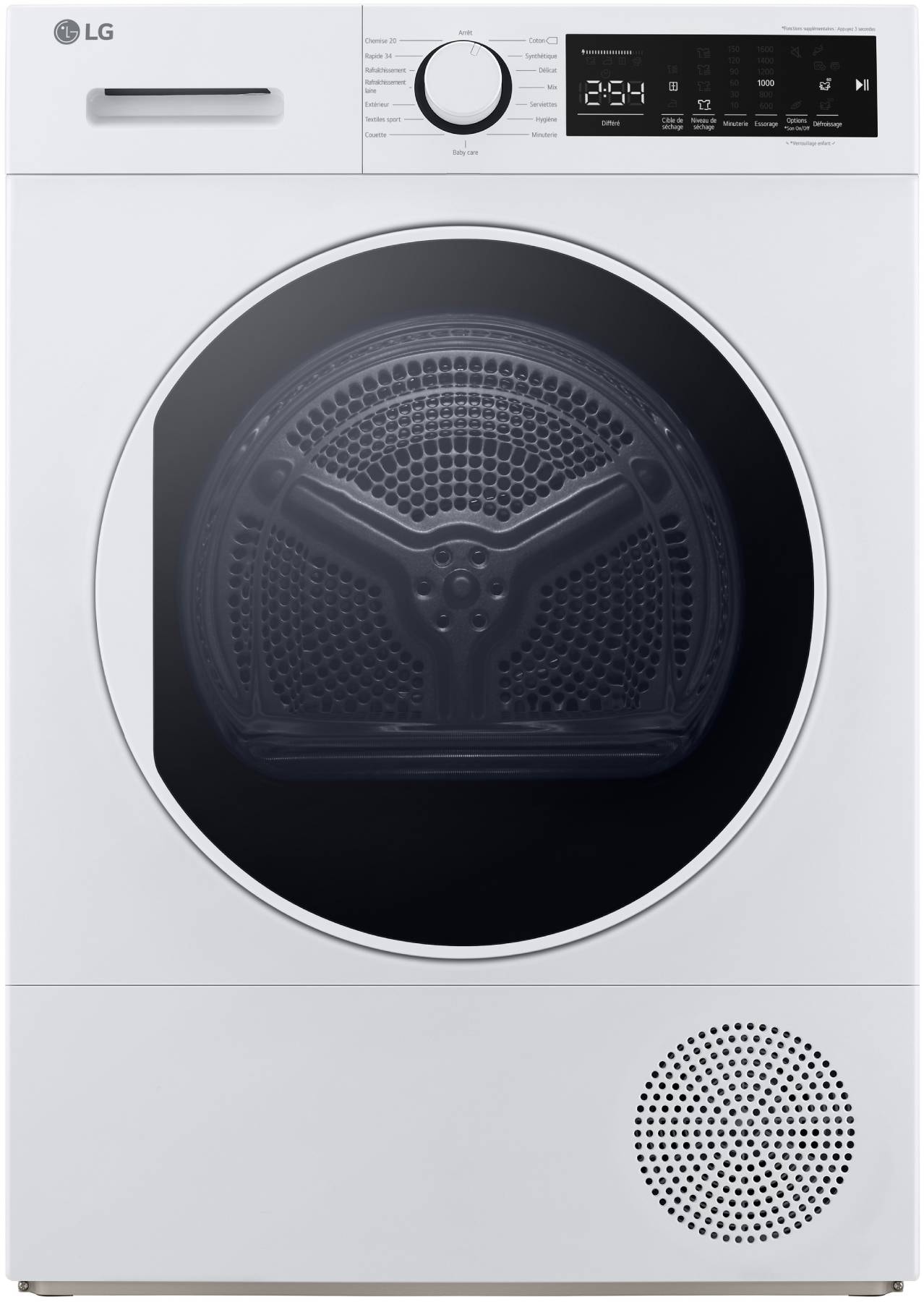 Sèche-linge pompe à chaleur LG , programmes rapides, 8kg, Blanc RH8D13WH