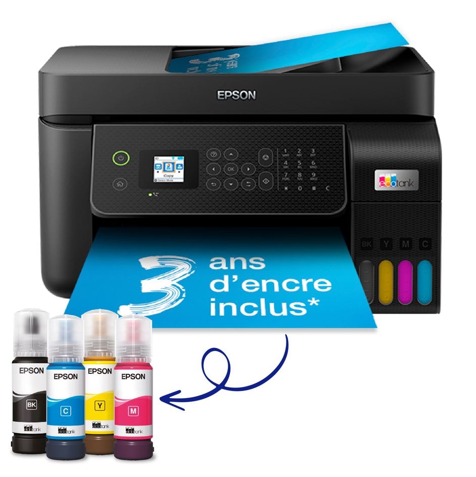 Imprimante multifonction réservoir d'encre EPSON Imprimante multifonction jet d'encre EcoTank ET4800 Noire - ECOTANK-ET4800
