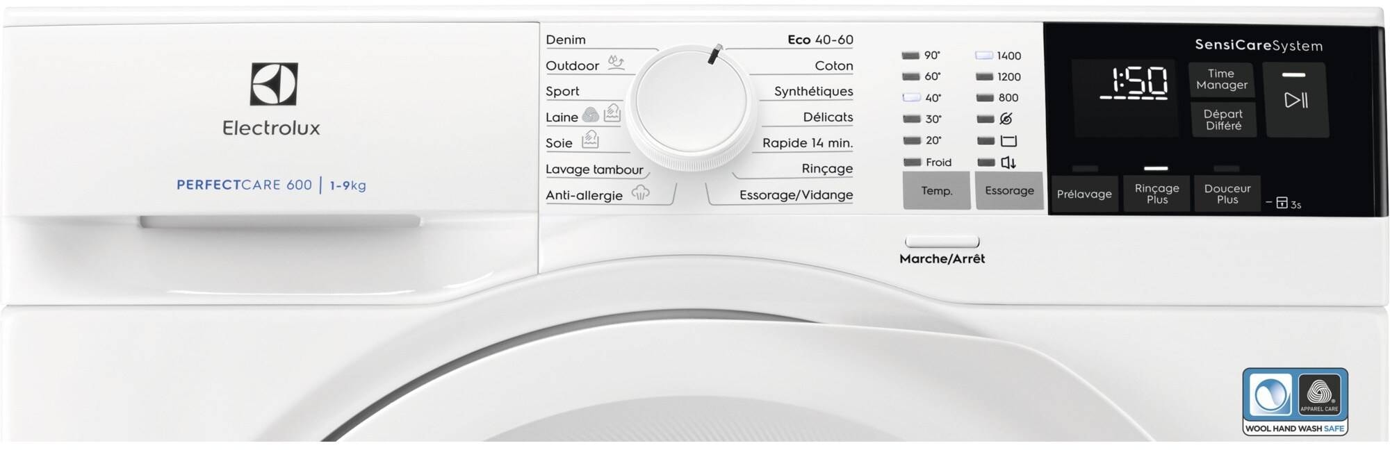 Lave linge Frontal ELECTROLUX 1351 tr/min, 9Kg, Blanc - EW6F4109RA Lave linge Frontal ELECTROLUX 1351 tr/min, 9Kg, Blanc - EW6F4109RA