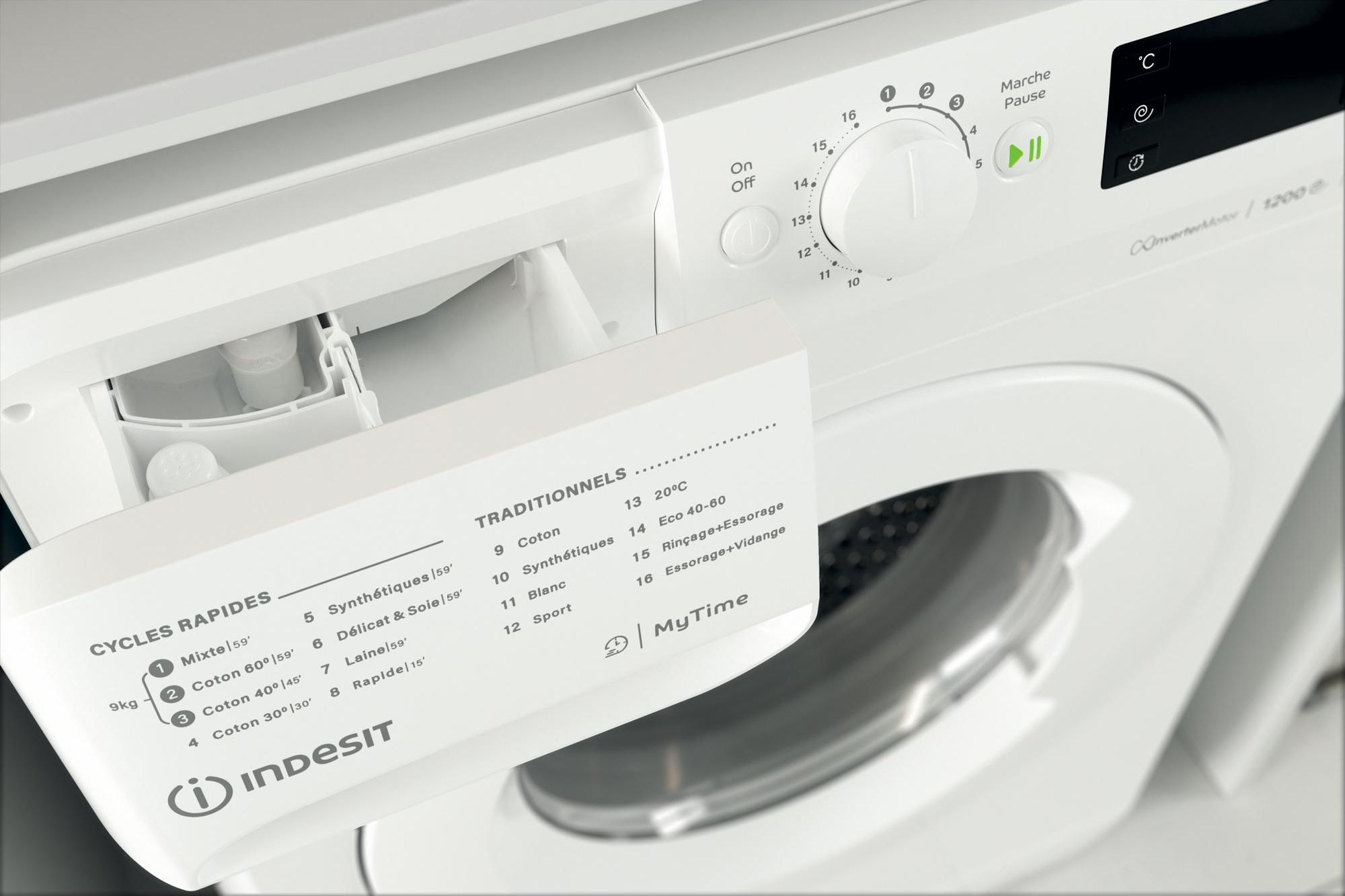 Lave linge Frontal INDESIT 9kg 1400trs/min Blanc - MTW91496WKFR