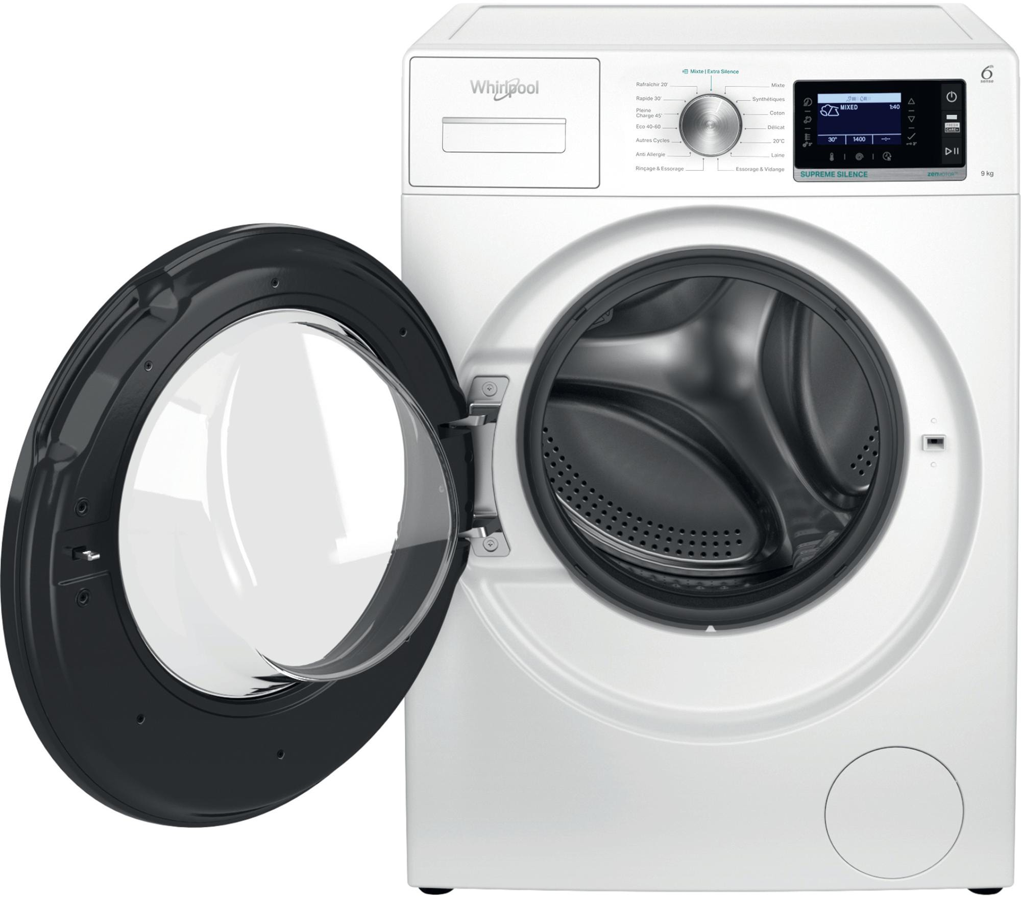 Lave linge Frontal WHIRLPOOL 1400 trs/min, 9Kg, Blanc - W698FR Lave linge Frontal WHIRLPOOL 1400 trs/min, 9Kg, Blanc - W698FR