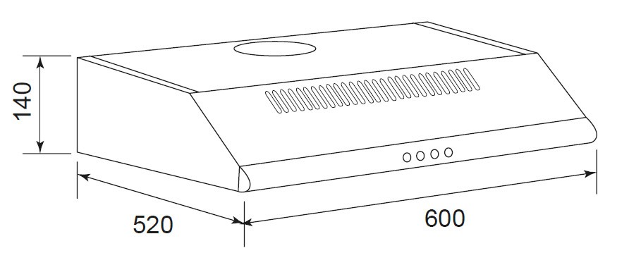 Hotte casquette GLEM , 3 vitesses, 68dB, 60cm, Blanc - GHC640WH