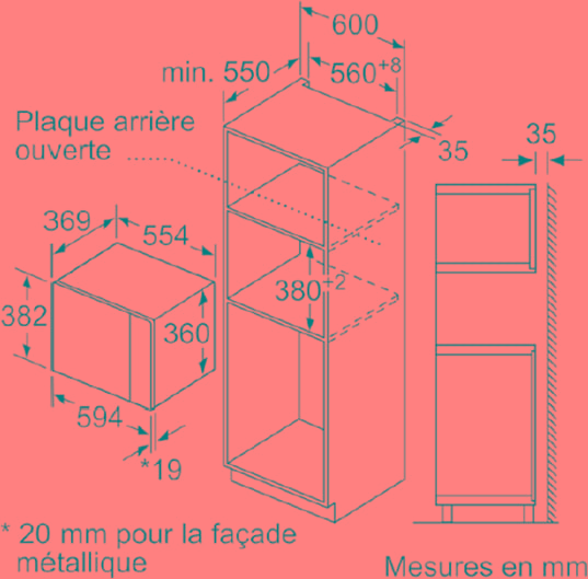 Micro ondes Encastrable BOSCH Série 6 900W 25L Noir - BFL554MB0