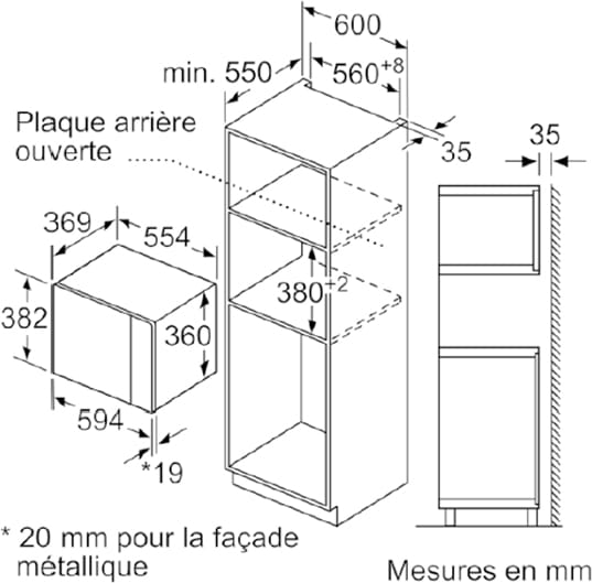 BOSCH Micro ondes Encastrable Série 6 900W 25L Noir - BFL554MB0