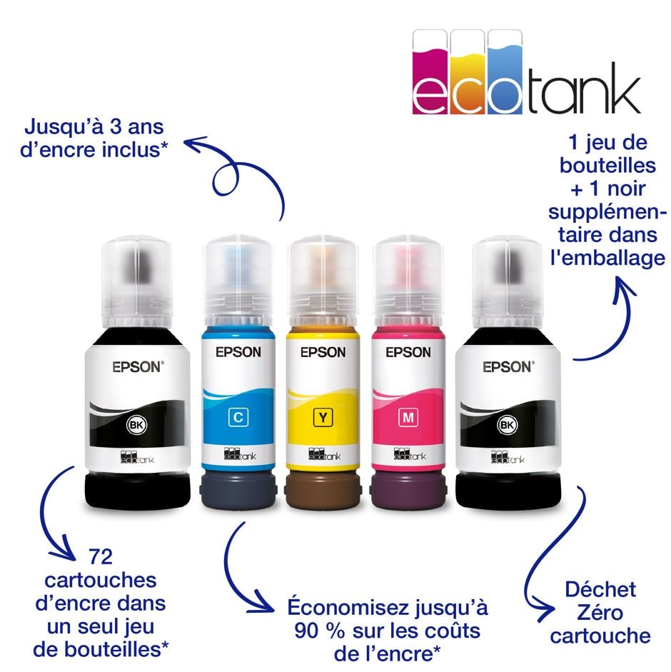 Imprimante multifonction réservoir d'encre EPSON - ECOTANK-ET3850 Imprimante multifonction réservoir d'encre EPSON - ECOTANK-ET3850