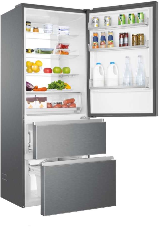 HAIER Réfrigérateur congélateur bas Série 70 Froid ventilé MyZone 430L Inox 
