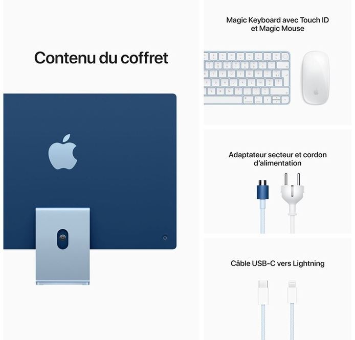 iMac APPLE 24" M1 8Go 256Go Bleu - IMAC24-MGPK3FN iMac APPLE 24" M1 8Go 256Go Bleu - IMAC24-MGPK3FN