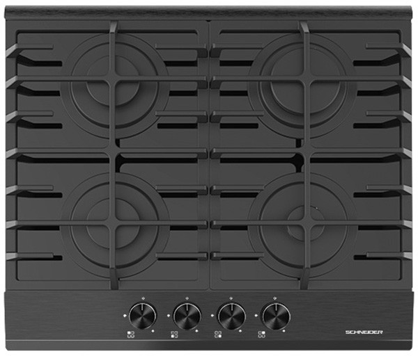 SCHNEIDER Plaque gaz 4 foyers Gaz 60cm Noir  SCTG6040N4