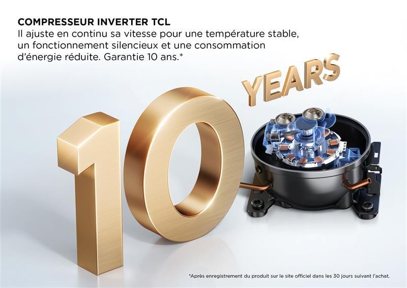 Réfrigérateur congélateur haut TCL Froid ventilé intégral, 334L, Blanc - RF334TWE0