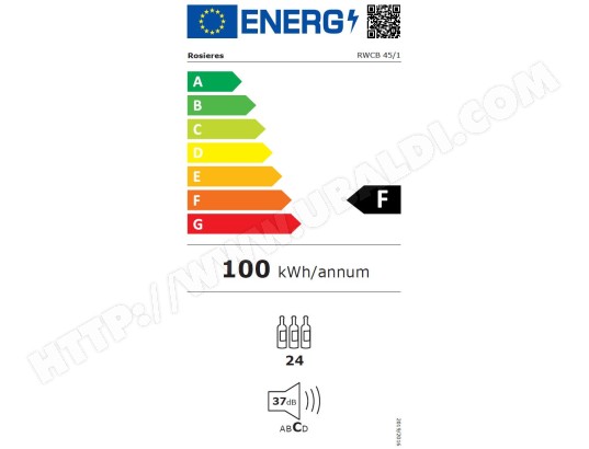 Cave à vin encastrable de service ROSIERES 23 bouteilles - RWCB45/1